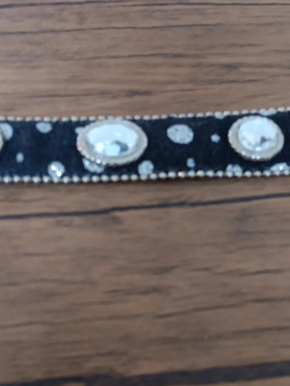 Y2K.Western-Inspired Black Embelished Denim Belt with Silver Floral Buckle